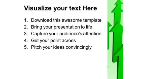 Green Arrows Pointing Upwards Success PowerPoint Templates Ppt Backgrounds For Slides 0113