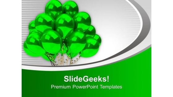 Green Birthday Balloons Party Theme PowerPoint Templates Ppt Backgrounds For Slides 0213