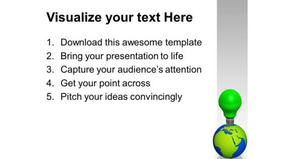 Green Bulb On Globe With Idea Go Green PowerPoint Templates Ppt Backgrounds For Slides 1112