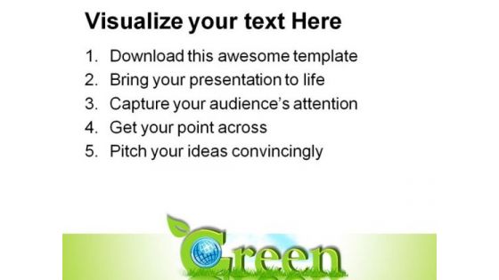Green Card With Globe Environment PowerPoint Templates And PowerPoint Backgrounds 0311