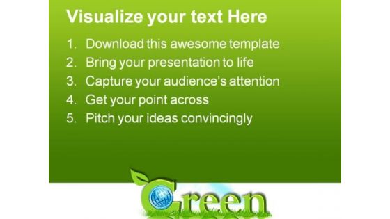 Green Card With Globe Environment PowerPoint Templates And PowerPoint Backgrounds 0311