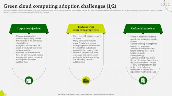 Green Computing Green Cloud Computing Adoption Challenges Green Computing Green Cloud Computing Adoption Challenges