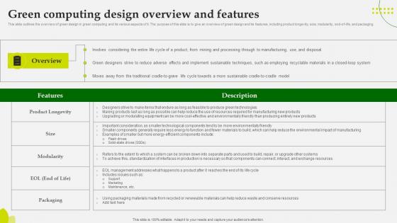 Green Computing Green Computing Design Overview And Features