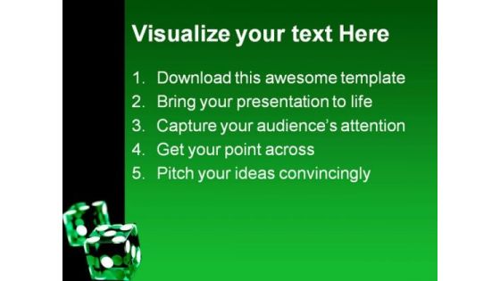 Green Dices Game PowerPoint Templates And PowerPoint Backgrounds 0211