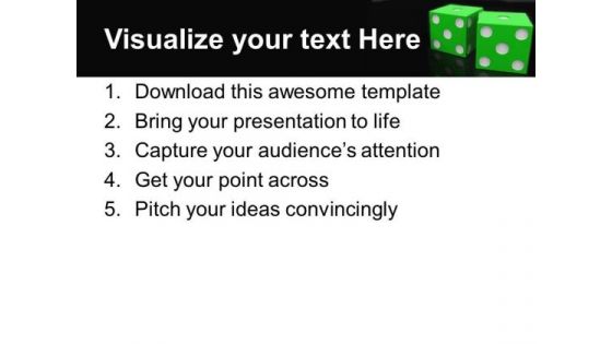 Green Dices On Black And Green Background Success PowerPoint Templates And PowerPoint Themes 1012