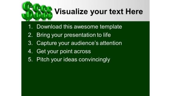 Green Dollar Symbols Finance Investment PowerPoint Templates Ppt Backgrounds For Slides 0113