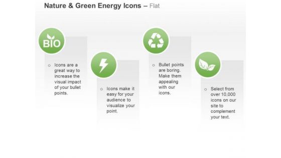Green Energy Icons With Text Boxes Ppt Slides Graphics