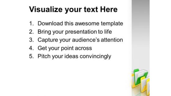 Green Folder Between Yellow Folder Business PowerPoint Templates And PowerPoint Themes 1012