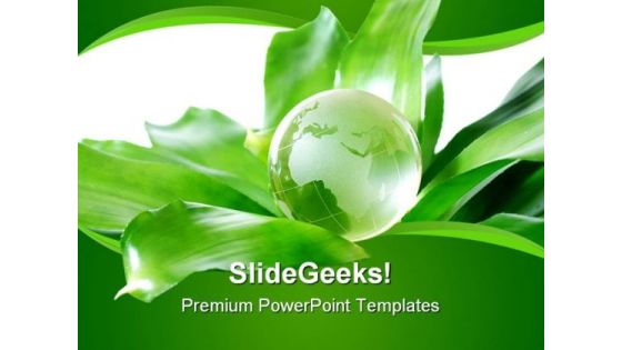 Green Globe Environment PowerPoint Template 0810