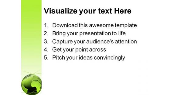 Green Globe Map Earth PowerPoint Template 0910