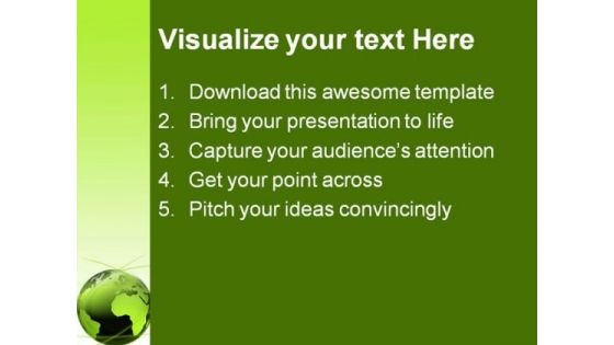 Green Globe Map Earth PowerPoint Template 0910