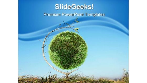 Green Globe Nature PowerPoint Template 0910