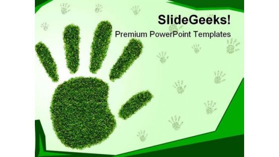 Green Grass Hand Nature PowerPoint Template 1110