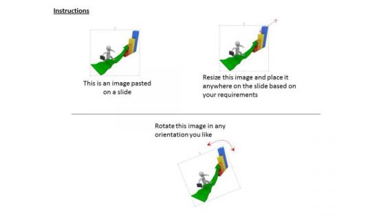 Green Growth Arrow 3d Man With Bar Graph