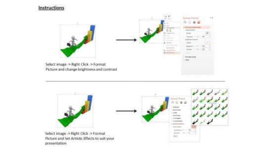 Green Growth Arrow 3d Man With Bar Graph