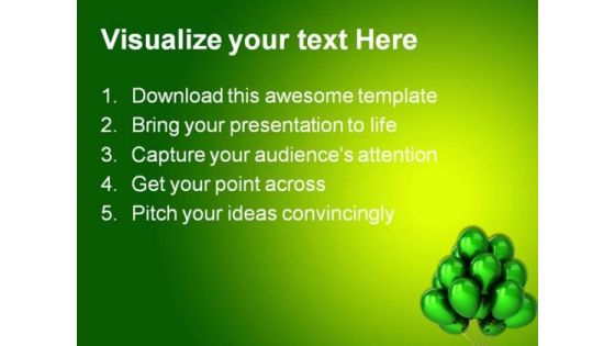 Green Helium Balloons Festival PowerPoint Themes And PowerPoint Slides 0311