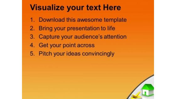 Green Home Besides Yellow Tick Mark PowerPoint Templates Ppt Backgrounds For Slides 0213