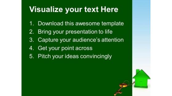 Green House Connected With Keys Business PowerPoint Templates And PowerPoint Themes 1012