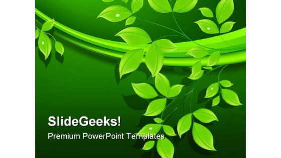 Green Leaves Floral Abstract PowerPoint Templates And PowerPoint Backgrounds 0411