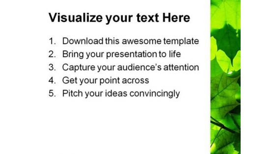 Green Leaves Nature PowerPoint Template 1110