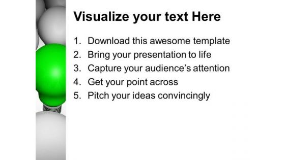 Green Light Bulbs Amongst Other PowerPoint Templates And PowerPoint Themes 1012