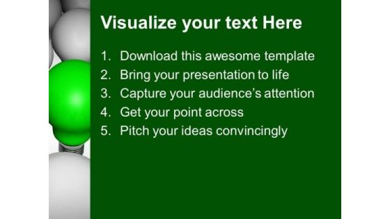 Green Light Bulbs Amongst Other PowerPoint Templates And PowerPoint Themes 1012