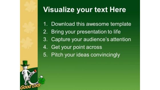 Green Man Showing Good Luck Symbol PowerPoint Templates Ppt Backgrounds For Slides 0313