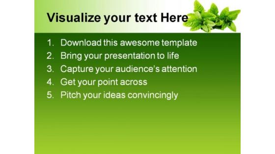 Green Mint Leaves Nature PowerPoint Templates And PowerPoint Backgrounds 0211