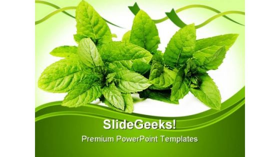 Green Mint Leaves Nature PowerPoint Templates And PowerPoint Backgrounds 0211