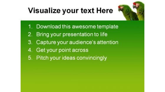 Green Parrots Animals PowerPoint Templates And PowerPoint Backgrounds 0611