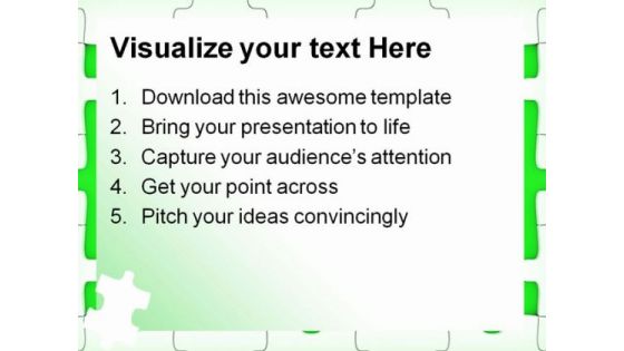 Green Puzzle Frame Business PowerPoint Themes And PowerPoint Slides 0411