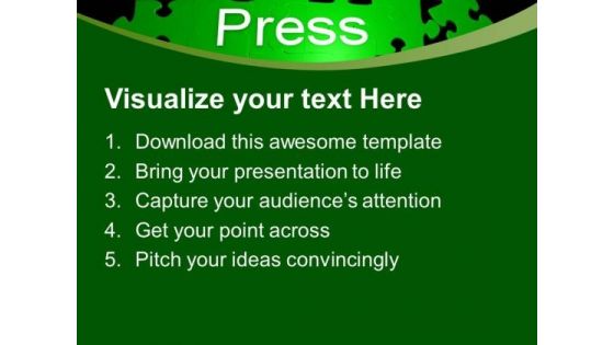 Green Puzzles Forming Word Press PowerPoint Templates Ppt Backgrounds For Slides 0213