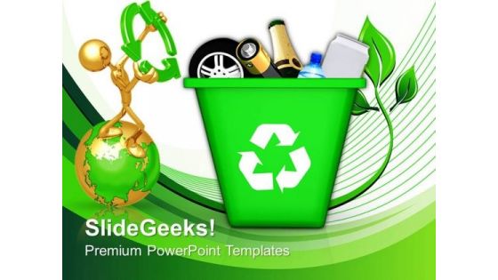 Green Recycle Bin Icons Environment PowerPoint Templates And PowerPoint Themes 0912