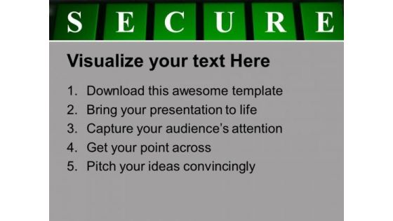 Green Secure Word On Keyboard PowerPoint Templates Ppt Backgrounds For Slides 0213