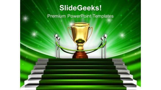 Green Stairway To Trophy PowerPoint Templates Ppt Backgrounds For Slides 0213