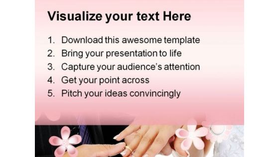 Groom Wears Ring Bride Wedding PowerPoint Templates And PowerPoint Backgrounds 0411