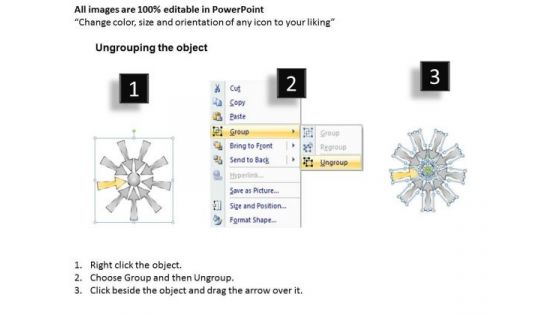 Group Of Nine Coverging Arrows Circular Cycle Process Network PowerPoint Slides
