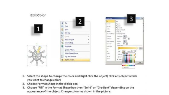Group Of Nine Coverging Arrows Circular Flow Process PowerPoint Slides