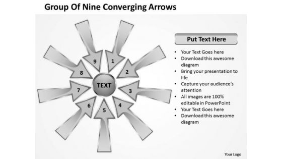 Group Of Nine Coverging Arrows Ppt Circular Flow Process PowerPoint Slides
