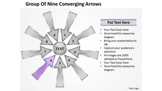 Group Of Nine Coverging Arrows Ppt Cycle Process Network PowerPoint Slide
