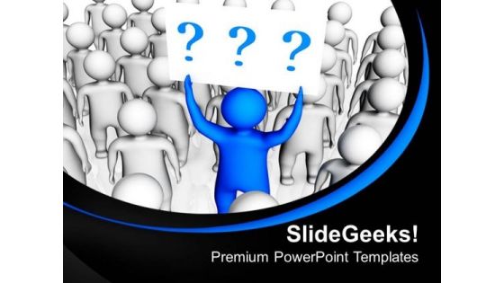 Group Of People And A Man Lifting Question Mark PowerPoint Templates Ppt Backgrounds For Slides 0713
