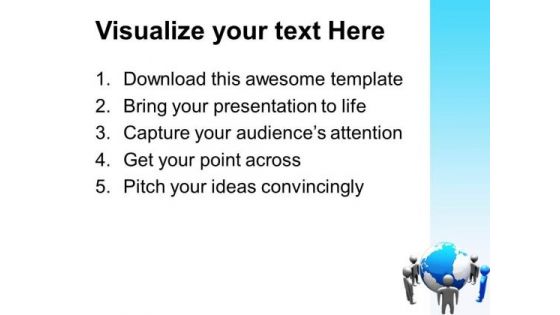 Group Of People Standing Around Globe PowerPoint Templates And PowerPoint Themes 0912