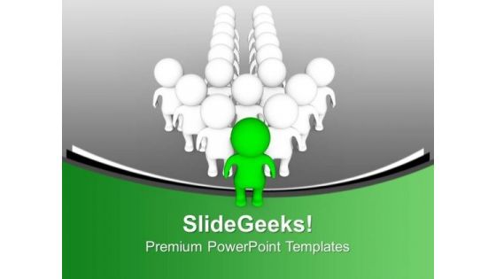 Group Standing Together In Arrow Shape Leadership PowerPoint Templates And PowerPoint Themes 0912