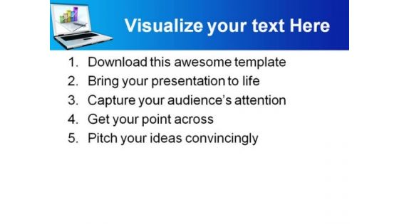 Growing Graph Laptop Business PowerPoint Template 0910