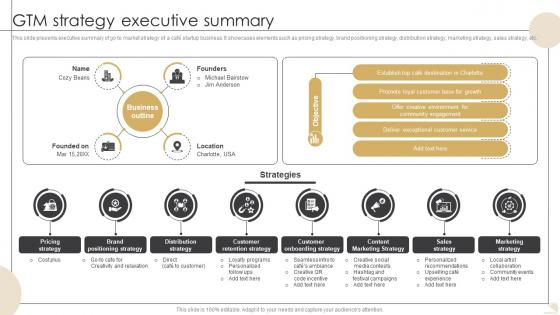 GTM Strategy Executive Summary Bistro Startup GTM Strategy GTM SS V