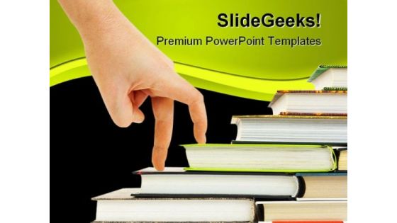 Hand And Book Stairs Education PowerPoint Backgrounds And Templates 1210