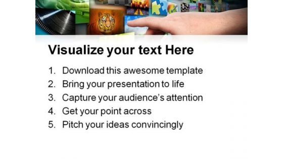 Hand On Media Technology PowerPoint Templates And PowerPoint Backgrounds 0611