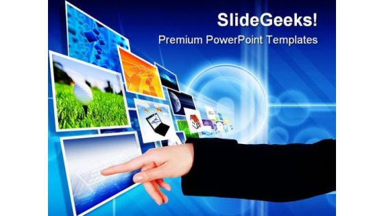 Hand On The Flow Business PowerPoint Template 1110