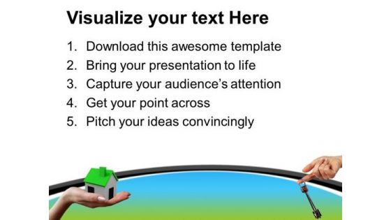Handing Over House Keys Real Estate PowerPoint Templates Ppt Backgrounds For Slides 1212