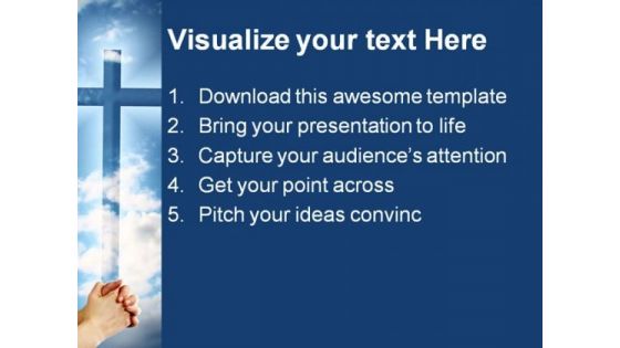 Hands Cross Religion PowerPoint Template 0610